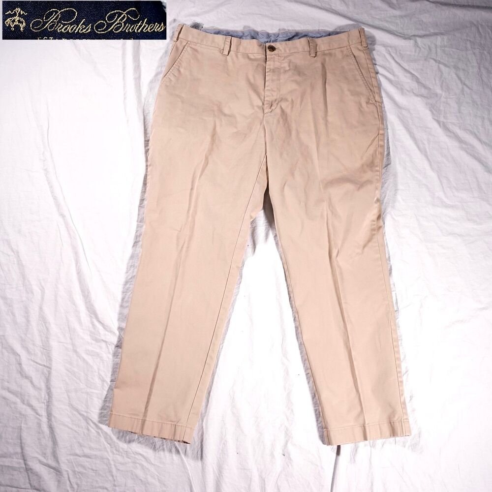 Brooks Brothers Clark Dress Pants Khaki Chino Tan Beige Mens 42x30
